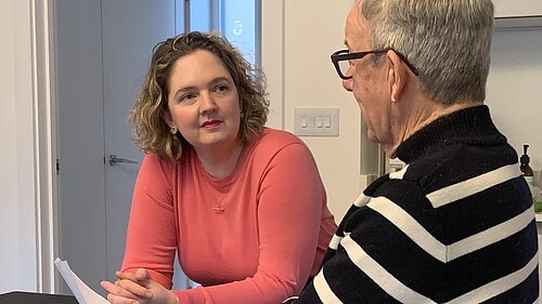 Anna Sabine with local pensioner