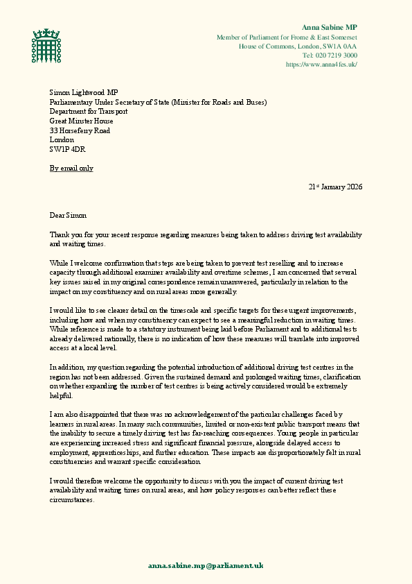 Letter to Simon Lightwood