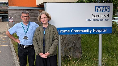 Anna sabine MP and Cllr Adam Boyden at frome Hospital