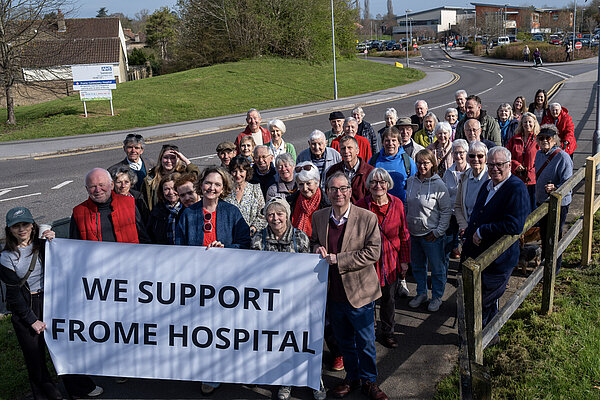 Anna Sabine campaigning at Frome hospital with local residents
